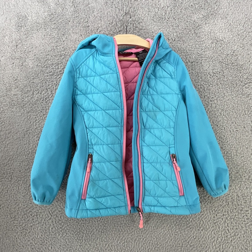 Snozu‎ Jacket Girls 5-6 Years Blue Quilted Hooded Full Zip Fleece Lined - Picture 3 of 9